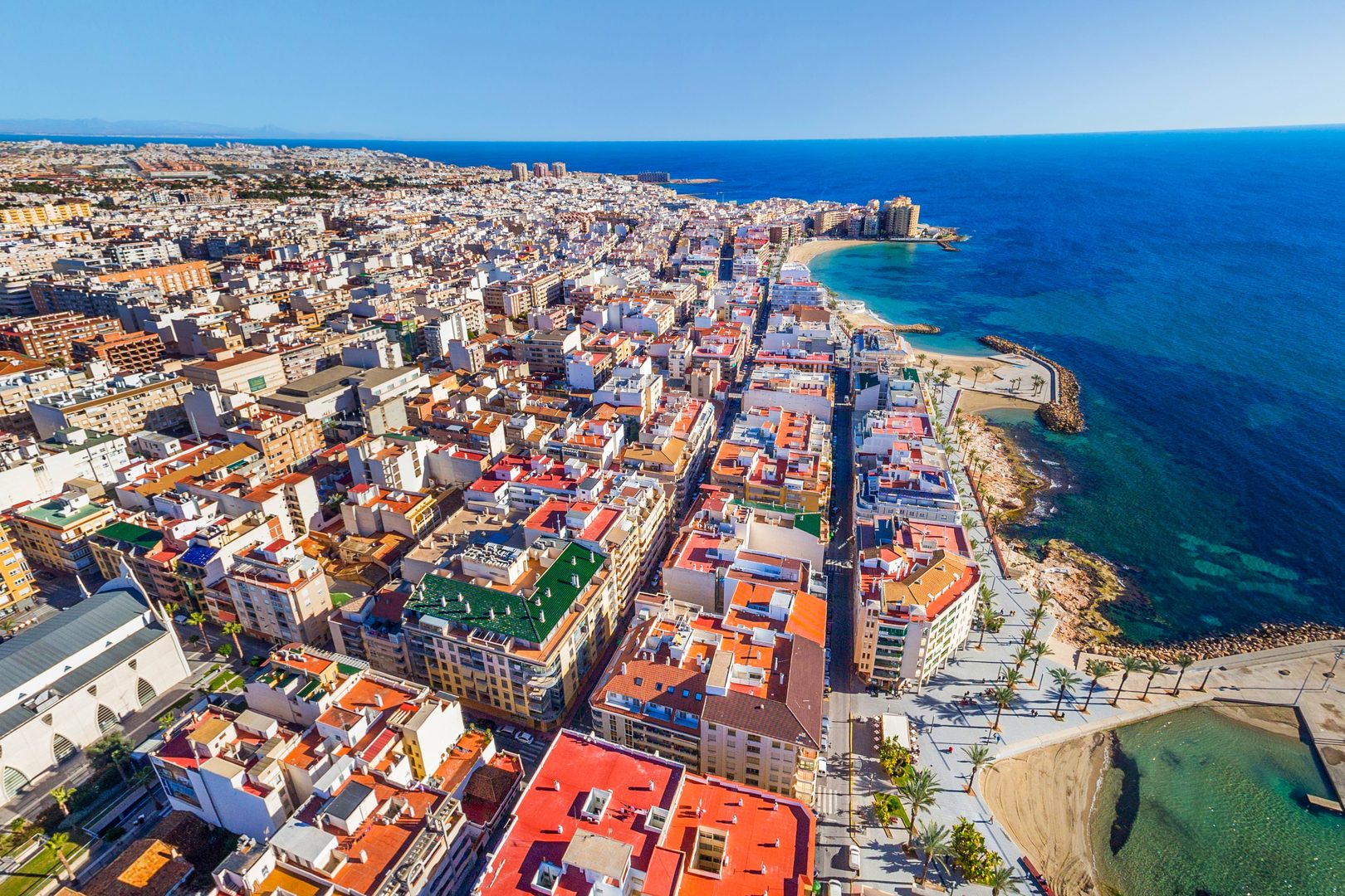 Torrevieja seafront promenade paseo maritimo aerial